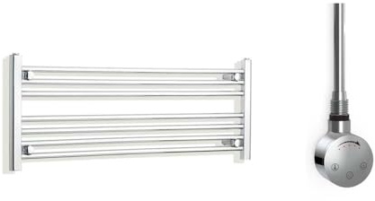 Companyblue 1000 x 400mm Sparkling Chrome Electric Heated Towel Rail with Thermostatic Heating Element - Ultra-Wide Space-saving Horizontal Radiator - Pre-Filled Electric Towel Warmer