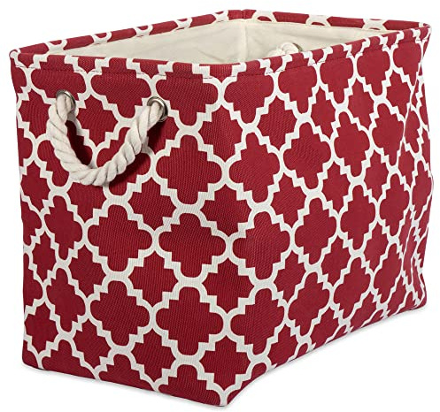DII CAMZ37887 Printed Polyester, Collapsible and Convenient Storage Bin to Organize Office, Bedroom, Closet, Kid's Toys, Laundry -Small Rectangle, Rust Lattice