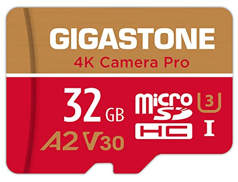 Gigastone 32GB Micro SD Card MicroSD A2 V30 UHS-I U3 C10, 4K UHD Video Recording, 4K Gaming, Read/Write 95/35 MB/s, with MicroSD to SD Adapter for Nintendo Dashcam Gopro Canon Nikon Camera Drone Wyze