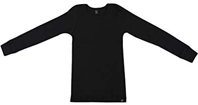 Dilling Merino Langarmshirt Kinder - Bio Thermounterwäsche Schwarz 122-128