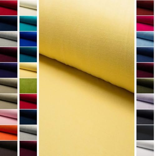 StoffBook pastell-gelb edel samtstoff Baumwolle stretch Velours Stoff zum nähen & kleben für Mode, Dekoration, Accessoires, Kinder und Heimtextilien, Nickisamt Veloursstoff, d515