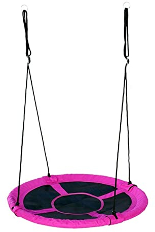 Izzy Nest Schaukel Outdoor, Textilene PE-Kunststoff, Wetterfest, Weiches Nest, Mehrkinderschaukel bis zu 150kg -Pink 110Dx110Bx180Hcm