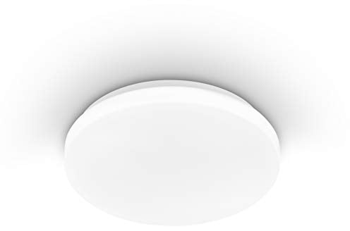 EGLO LED Deckenlampe Pogliola, Ø 26 cm, runde Deckenleuchte, flache Aufbauleuchte für Schlafzimmer und Flur, Metall und Kunststoff in Weiß, warmweiß