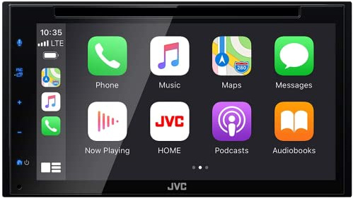 JVC KW-V660BT Apple CarPlay Android Auto DVD/CD Player w/ 6.8 Capacitive Touchscreen, Bluetooth Audio and Hands Free Calling, MP3 Player, Double DIN, 13-Band EQ, SiriusXM, AM/FM Car Radio