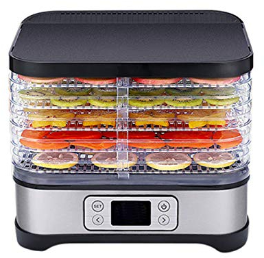 250W Déshydrateur Alimentaire avec 5 Plateaux, LCD Deshydrateur Alimentaire en Acier Inoxydable, 35-70℃, Minuterie de 72 Heures