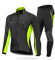 NUCKILY Herren Fahrradbekleidung Set Winddicht Thermo Fleece Winterjacke MTB Bekleidung Rennrad Fahrrad Trikot Langarm und Fahrradhose mit 3D Sitzpolster (ME020 Grün, L)