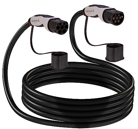 SCAME - Elektroauto-Ladekabel – Anschluss einphasig Kabel Typ 2 zu Typ 2 – 3,7 Kilowatt – 20 Ampere – Länge 5 Meter