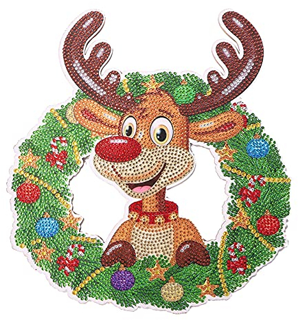 5D Diamond DIY Painting,Weihnachten Kranz Set,Punkt Bohrer Diamant Malerei Weihnachtsdeko,Kranz Kits Mosaik Strass Diamond Painting Girlande Türkranz Tür Deko Geschenke Home Ornamente Geschenke 30cm