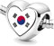 Bon4azuré Perlen für Armbänder Südkorea Flagge Silber Charms für Frauen Charme Perle Schmuck Geschenke Ideen für Mädchen, Nein