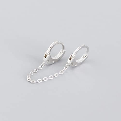 Lucky angel Punk Geometrische Handschellen Gliederkette Charm Ohrstecker für Frauen Echt 925 Sterling Silber Unisex Rock Schmuck Geschenk