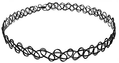 Gothic Tattoo Lace Choker Necklace - Stretchable, Elastic Chain, 90s Style Accessory for Women & Girls, Black