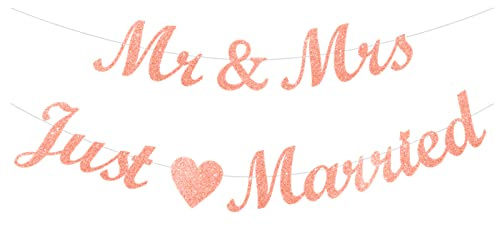 Just Married Hochzeitsbanner Mr & Mrs, Hochzeitsfeier-Dekoration, Junggesellinnenabschied, Brautparty, Verlobung, Hochzeit, Party, Dekoration, Fotohintergrund