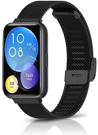 ToVioc Cinturino Compatibile con Huawei Watch Fit 2, Cinturino in Acciaio Inossidabile Adatto per Huawei Watch Fit 2 - Nero