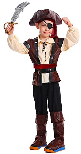 SEA HARE Jungen Luxus Kostüm Piraten Outfits für Kinder (M :7-9 Jahre)