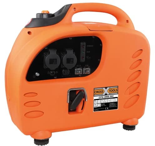 CROSS TOOLS Benzin Inverter Stromerzeuger - Stromaggregat - Generator (2.200 W max. Leistung, 2x 230 V; 1x 12 V Steckdosen, INV-Technologie ermöglicht Laden von Laptop, Handy usw.) CPG 2000 INV, 68040