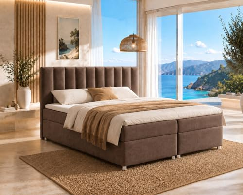 Best for Home Boxspringbett mit Bettkasten Trinity K-10 Bonellfederkern inkl. Topper 180x200 Braun