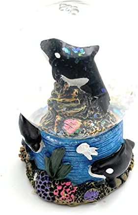 Onwomania Walfisch Orca Al Fisch Höhe 6,5cm Schneekugel Glitzerkugel Kugel schütteln Mehrfarbig
