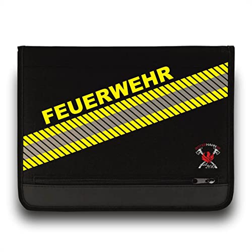 Feuerwehr Schreibmappe 3M Scotchlite/mit Feuerwehr/Einsatzorganizer HuPf Style mit Reflexstreifen auch für THW Rettungsdienst