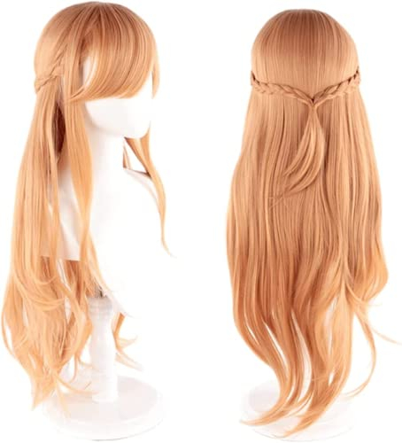 Anime Perücke Asuna Yuuki Cosplay Perücke für Schwert kunst Online, lange gerade Zopf Perücke mit kostenloser Perücken kappe, für Kostüm party, Anime Show, Cosplay Event, Konzerte, Tägliche Perücke