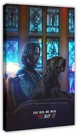 John Wick, Vintage-Filmposter, Leinwand, Poster, Wandkunst, Dekoration, Druck, Bild für Wohnzimmer, Schlafzimmer, Dekoration, Rahmen-Stil, 30 x 45 cm
