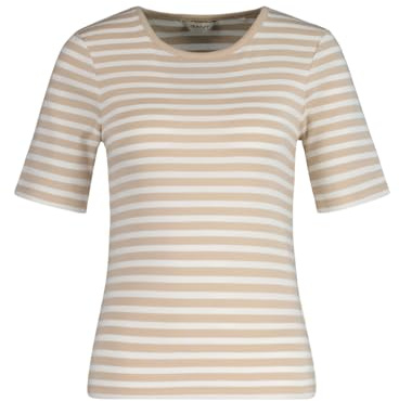 GANT Damen Slim Striped 1X1 Ribbed SS T-Shirt 4203493, Dry Sand,L