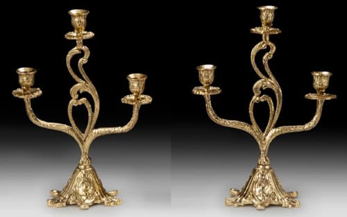 Casa Padrino Luxus Barock Kerzenhalter Set Gold 26 x H. 36 cm - Handgefertigte Barockstil Bronze Kerzenständer - Barock Deko Accessoires - Barock Interior - Barock Möbel - Edel & Prunkvoll