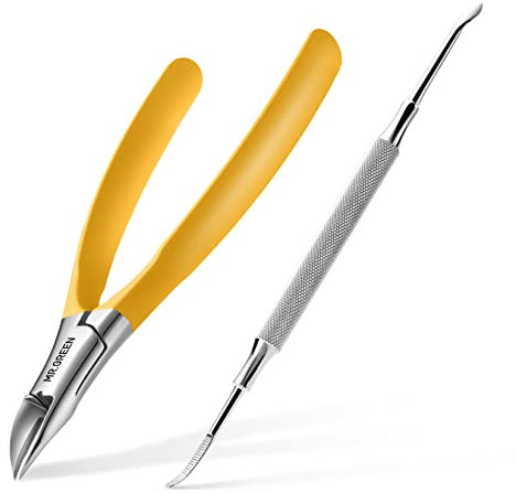MR.GREEN Toenail Clippers Stainless Steel Ingrown Nail Cutter Thick and Hard Nails Pedicure Manicure Tools (Orange+Nail Remover)