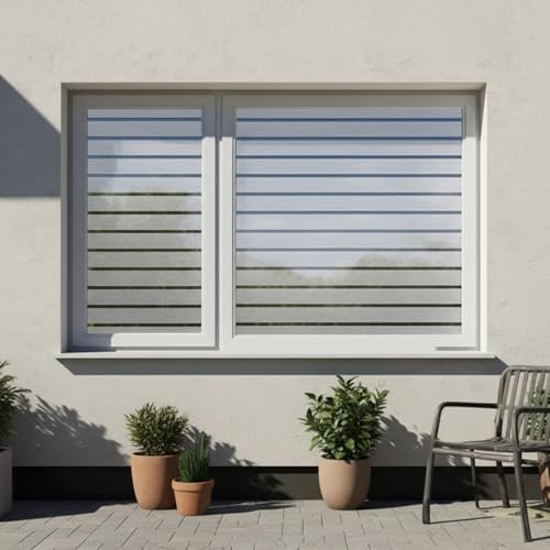 Ambiance Sticker Klebeband, Blickdicht, Linien für Fenster, elektrostatisch, Sichtschutz, UV-Schutz, Höhe 45 cm x Länge 1 m