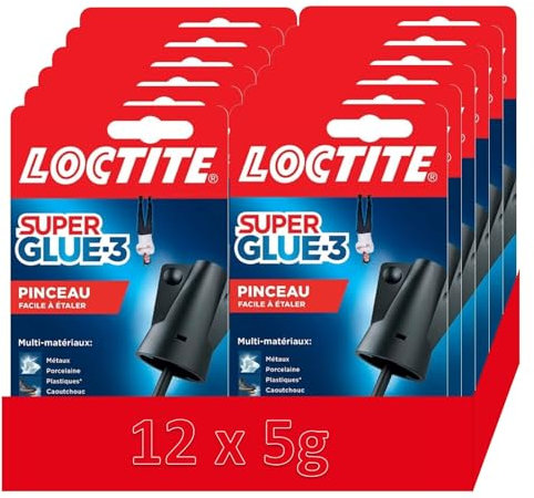 Super Glue 3 Brush Pack de 12, adhesivo potente, fácil de usar con pincel, adhesivo líquido de secado instantáneo, adhesivo transparente, 12 frascos de adhesivo de 5 g cada uno
