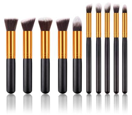 Jaimela 10 Teiliges Pinselset Makeup, Professionelles Foundation Make up Pinsel Set, Schminkpinsel Set, Puderpinsel Foundation Pinsel, Ideal für Foundation Lidschatten Concealer