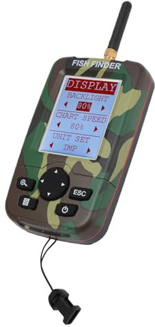Naroote Mobiles Fisch-Sonar, 2,4-Zoll-LED-LCD-Display, Kabellos, Tragbar, 125 kHz, Fischfinder, Wasserdicht für das Meer (Camo-Farbe)