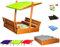 Sandkasten aus Holz mit Sitzbank Dach Abdeckung Imprägniert Sandbox 150 cm (Grün)