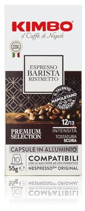 Kimbo, Espresso Barista Ristretto 400 capsules de café en aluminium compatibles avec Nespresso®* Original®*, mélange crémeux, intensité 12/13, brun foncé, 40 paquets de 10 capsules