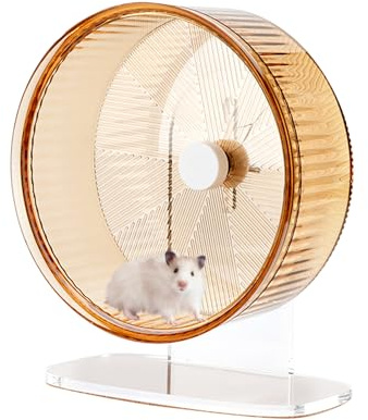 Super-Silent Hamster Exercise Wheel: Silent Spin Toys Hamster Running Wheels with Height Adjustable Stand for Hamsters Gerbils Mice Or Other Small Animals -8.5inch Yellow