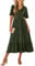 IFFEI Women Summer Maxi Dresses V Neck Chiffon Ruffle Sleeve Swiss Dots A-Line Dress Stretchy High Waist Flowy Dress L