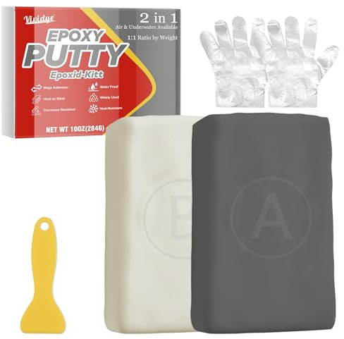 Masilla Epoxi 2 Componentes, 280g Adhesivo Epoxi Extrafuerte para Pegar y Reparar Metal, Plástico, Cerámica, Madera, Pegamento Epoxi Multifuncional para Sellar Grietas, Esculpir y Modelado (Gris)