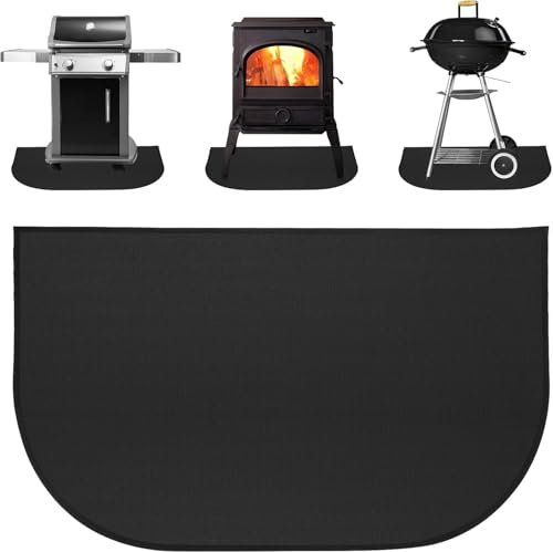 HIULLEN Hearth Rug for Fireplaces, 102x50CM Fireproof Indoor/Outdoor Flame-Resistant Pad, Fiberglass Rug Protection Mat