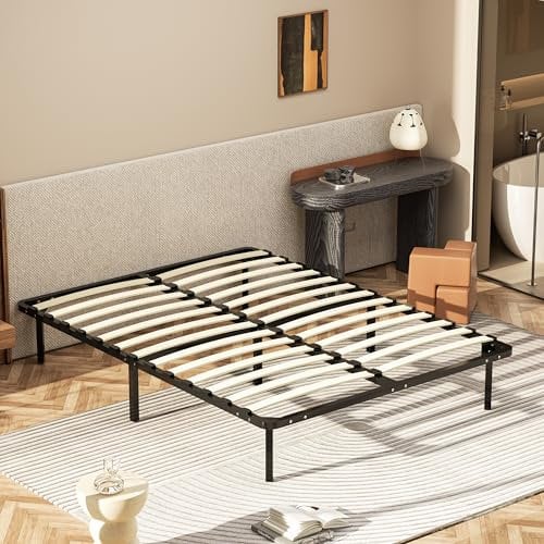 DEWINNER Rete Letto Matrimoniale 160x190 cm Altezza 35 cm con 7 piedi completamente Smontabile a Doghe in Legno Ortopedica Piedi, Struttura portante in Ferro Rinforzata