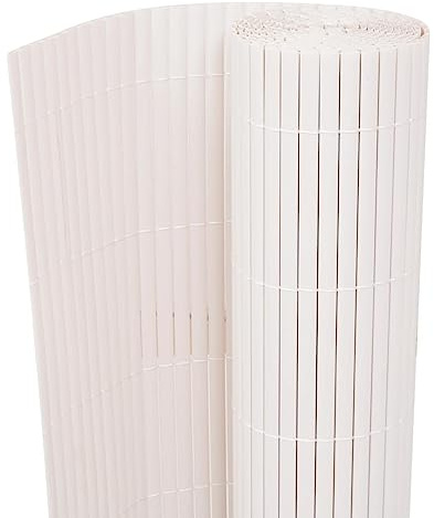 Sufrk Clôture de Jardin Blanc, Barrière Jardin Exterieur, PVC, 90 x 300 cm, Double Face