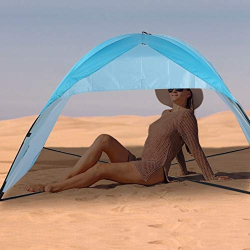 Tbest 01 Sombrilla de Playa Refugio para el Sol Sombrilla de Playa Portátil Liviana a Prueba de Viento Sombra para Usar Vacaciones en la Playa 2 Personas