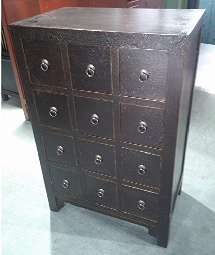 Antiker Apothekerschrank Aktenschrank Büroschrank Apotheke Schrank Sideboard Kommode Kommodenschrank Sideboardschrank mit 12 Schubladen Breite65xHöhe100cm