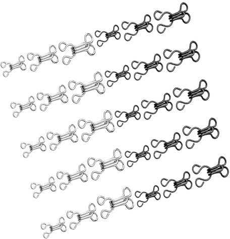 3 Größen Silber, Schwarz, BH-Nähhaken und Ösen, Verschlusssets, 30 Sets Metallbefestigungen, Ersatzverschlüsse, Augenverschluss Bekleidungsverschlüsse für BHs, Rock, Kleidung, Hosen, Haken und mehr