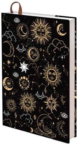 craspire A5 Buchhüllen Wiederverwendbare Buchhüllen Für Taschenbücher Hardcover 12.4x8.8Zoll Buchschutz Sonne Mond Sterne Buchhüllen Lehrbuchumschläge Für Schulbedarf Etikettenband
