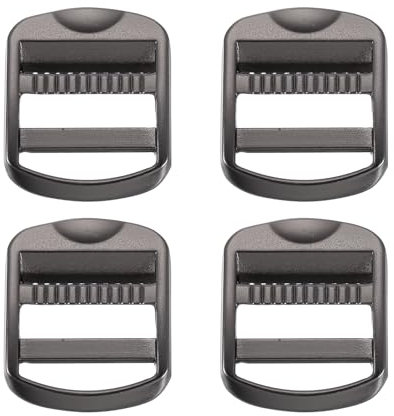 SUIKIHUM 4 Pack Metal Ladder Lock Buckle, 1 Tri-Glide Slider Buckle, Zinc Alloy, Matte Gunmetal