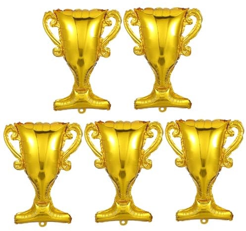 KOMBIUDA 5pcs Trophy Aluminum Film Balloon Wedding Ceremony Decorations Gold Foil Balloon Soccer Trophy Cup Banner Congratulations s Garland Strip Trophies Golden