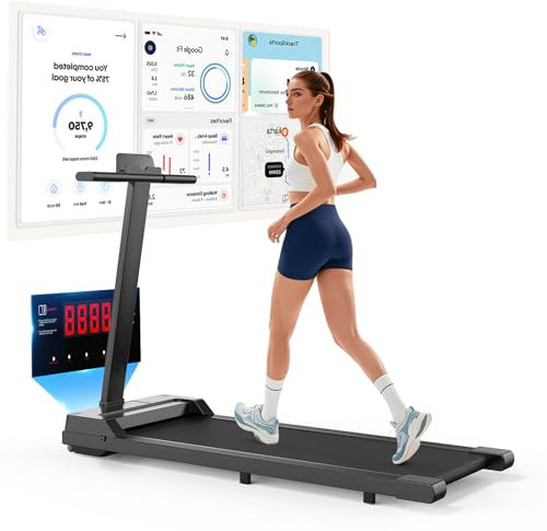 Laufband für Zuhause – Kompaktes Walking Pad mit 1-8 km/h, Klappbar, LED-Display, App-kompatibel, Ideal für Büro & Homeoffice, Leiser Motor & Stoßdämpfungssystem