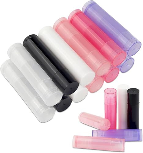 12 Stück Leer Lippenstift,5,5 ml (3/16 Oz) PP Lippenstifthülsen Selbst Befüllen,Wiederverwendbare Leer Lippenpflegestift mit Kappen,für DIY Lip Balm Rohre Container(6 Farben)