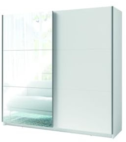 Meublorama Armario de 2 Puertas correderas con Espejo - 150 cm - Blanco Alpino Mate - colección ARSALA