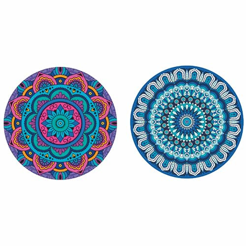 Set 4 Piatto pizza in gres Ø 33,5 cm, decoro geometrico, Mandala
