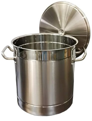 Olla de acero inoxidable con tapa, olla grande de 40 L para estufa de gas/cocina de inducción, acero inoxidable 304, ideal para catering y uso doméstico